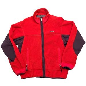 Patagonia Vintage PEF Full Zip Fleece Jacket Red Purple Size Large